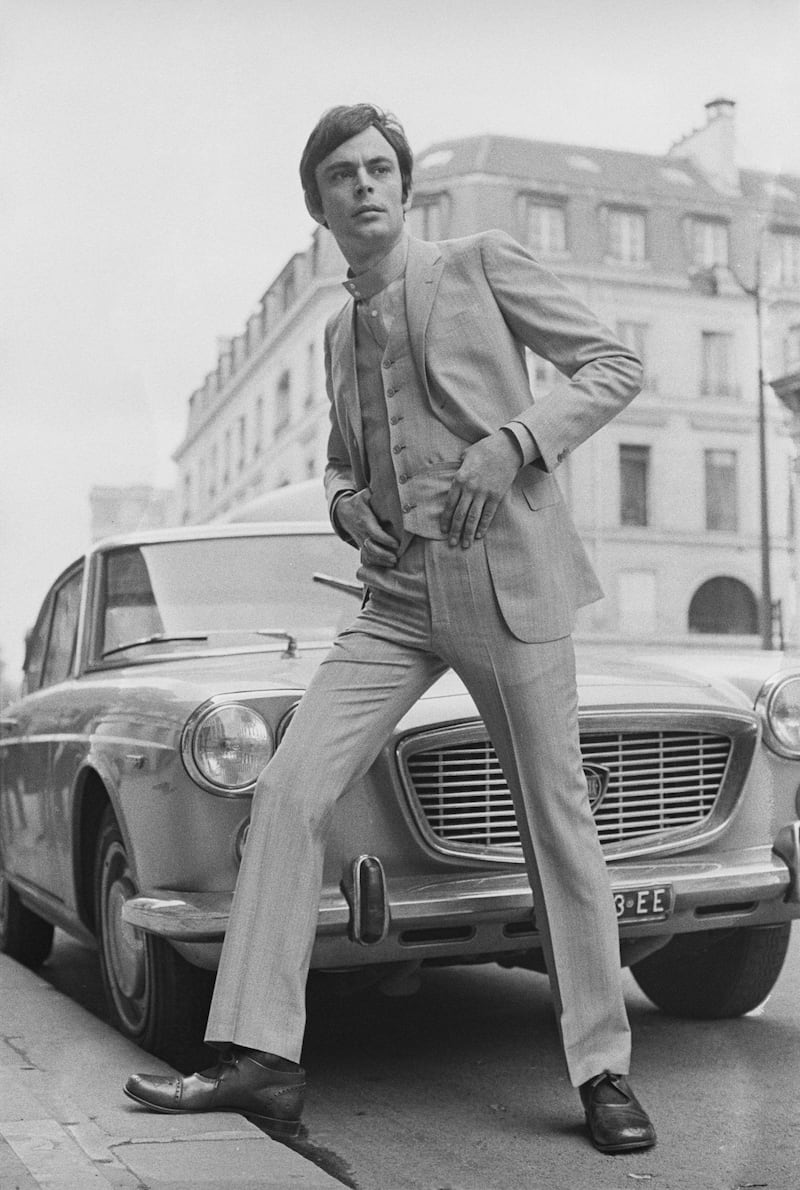 A male fashion model wearing suit by Pierre Cardin, France, 12th March 1968. (Photo by Reg Lancaster/Daily Express/Getty Images)