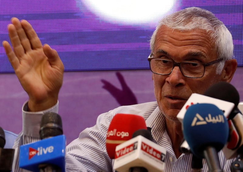Egypt's national football team's head coach Hector Cuper speaks during a news conference at the Egyptian Federation headquarters about his team's preparations for the 2018 FIFA World Cup, in Cairo, Egypt May 14, 2018. Picture taken May 14, 2018. REUTERS/Amr Abdallah Dalsh