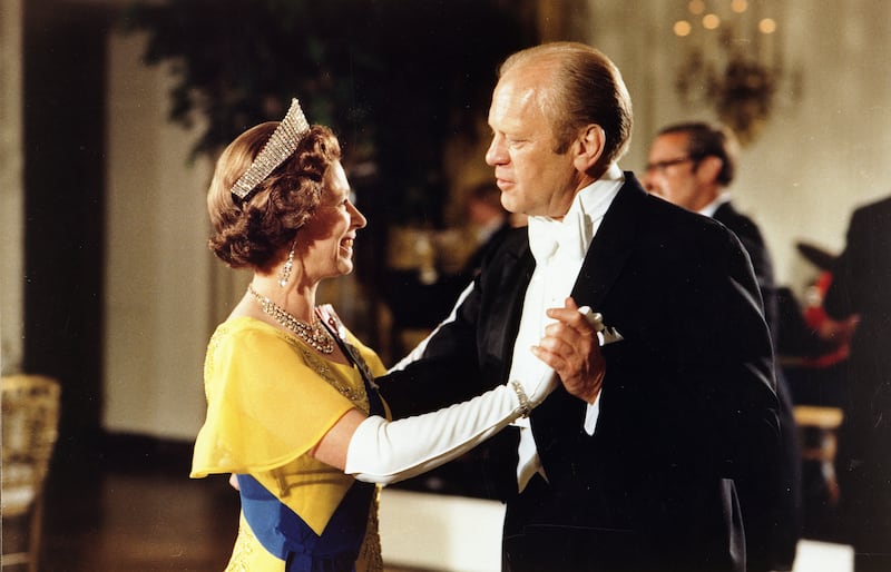 Former US president Gerald Ford dancing with Queen Elizabeth at a ball at the White House during the Bicentennial Celebrations of the Declaration of Independence, in July 1976. Getty Images