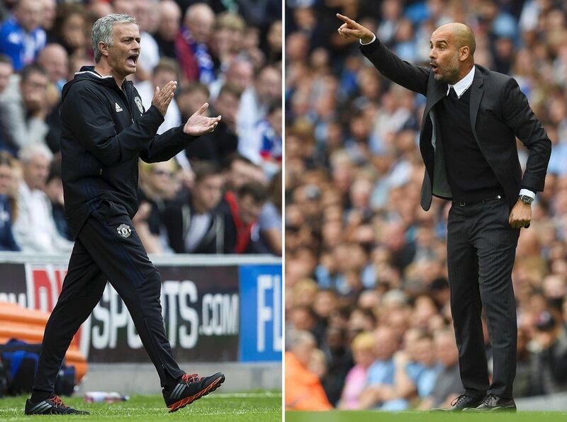 Jose Mourinho's Manchester United will host Pep Guardiola's Manchester City in Saturday's early kick-off. AFP