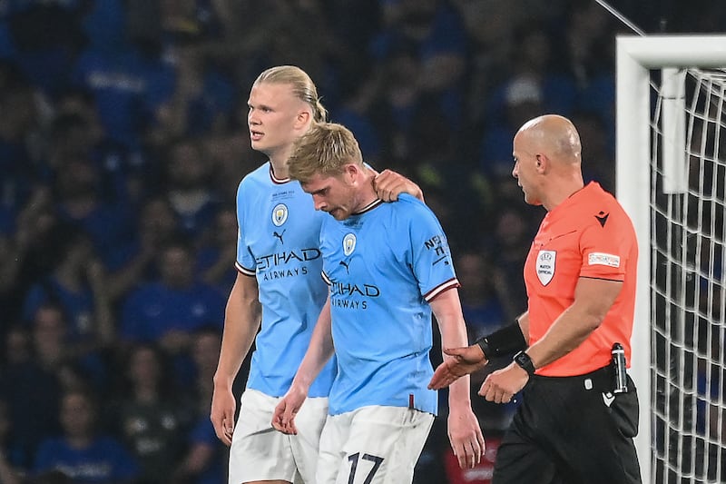 Kevin De Bruyne - 6. Slipped when he had the first real chance to link up with Haaland around the Inter Milan penalty area in the 24th minute. Unlucky to be forced off with an injury on the biggest night of his career in the 35th minute. AFP