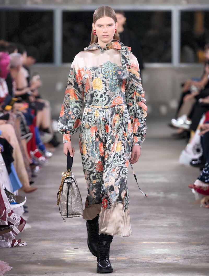 A rare pop of print on the Valentino pre-fall runway 