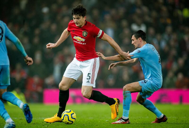 Manchester United defender Harry Maguire in action during the Premier League match against Burnley at Old Trafford. EPA