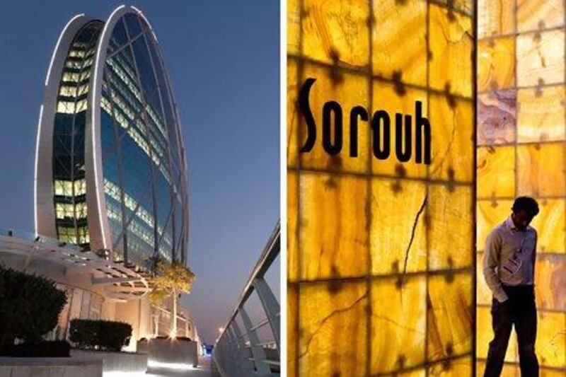 A merger between Aldar and Sorouh would create a property developer with US$15 billion in assets. Duncan Chard / Bloomberg News and Jaime Puebla / The National