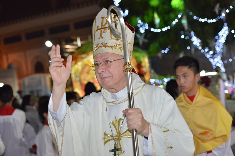 On December 12, 2003, he was elected Auxiliary Bishop for the Vicariate Apostolic of Arabia by Pope John Paul II and ordained bishop in Abu Dhabi in January the following year.