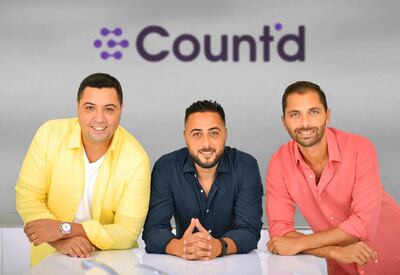 Count'd was started by long-term Dubai residents and friends (from left to right) Ahmed Wasfie, Fadi Ghaly and Varun Kapur. Courtesy Count'd