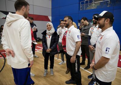 SHEFFIELD,UNITED KINGDOM. 19th January 2019. Rawdha Al Otaiba, Deputy Head of Mission at the UAE Embassy in London and other members of the embassy delegation meet athletes from the Special Olympics-GB Team during a training camp in Sheffield, United Kingdom, ahead of the Special Olympics World Games 2019 in Abu Dhabi. Stephen Lock for the National 