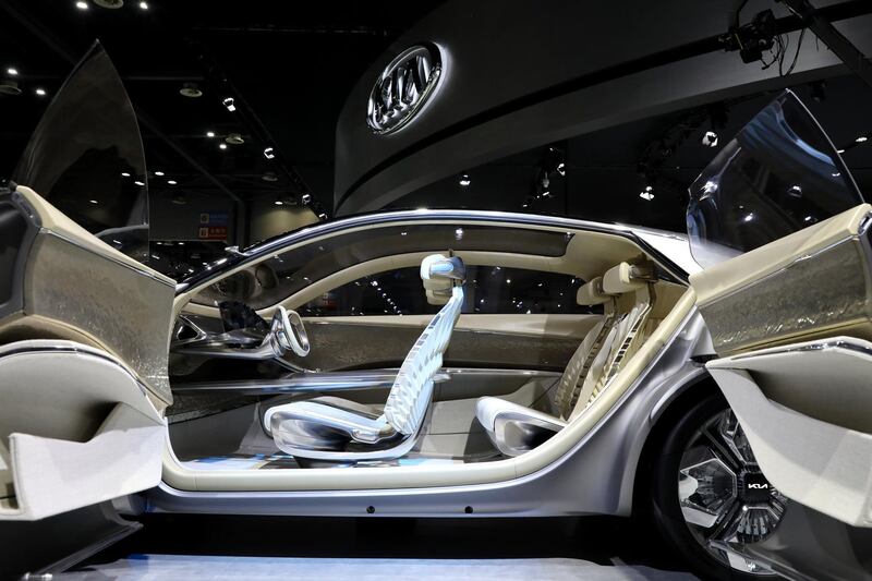 A Kia Imagine concept vehicle sits on display. Seong Joon Cho / Bloomberg