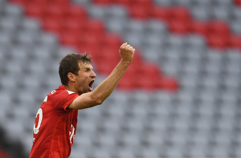 Thomas Muller celebrates after scoring Bayern Munich's second goal. Getty Images
