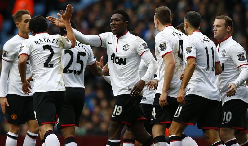 Danny Welbeck, centre, did on Sunday what he has rarely done for Manchester United this season – score goals. His club will need more from him, though, if they are to keep fighting for a top-four finish. Darren Staples / Reuters