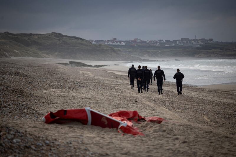 French police patrol a beach in northern France used by migrants trying to cross the English Channel. AFP