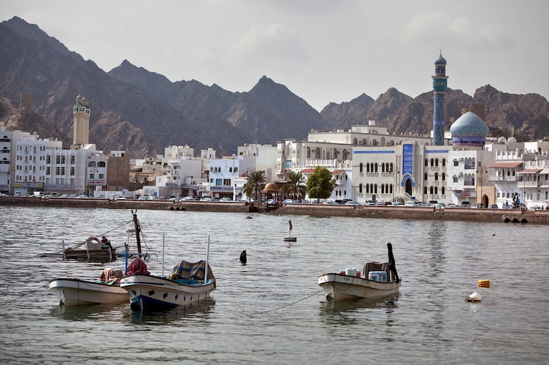 Backed by the white buildings of the Mutrah district fishing boats dock near the Mina Sultan Qaboos in downtown Muscat, the capital of the Sultanate of Oman on Wednesday, Oct. 12, 2011. (Silvia Razgova / The National)

