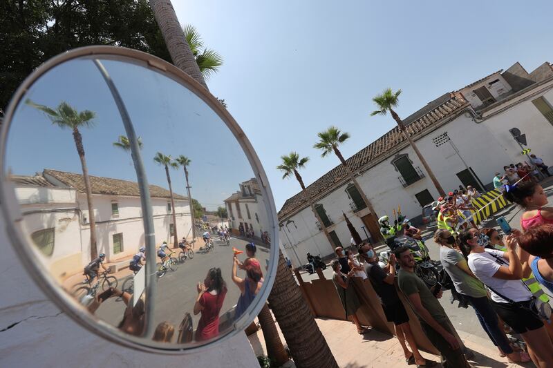 Action during Stage 12 of Le Vuelta in Jaen, a 175km-long section between Jaen and Cordoba in Spain, on Thursday, August 26. EPA