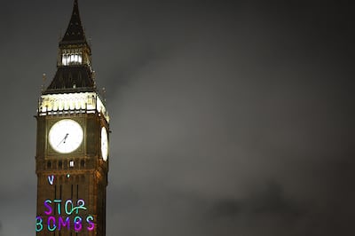 Projections on Big Ben have been one feature of recent demonstrations. 