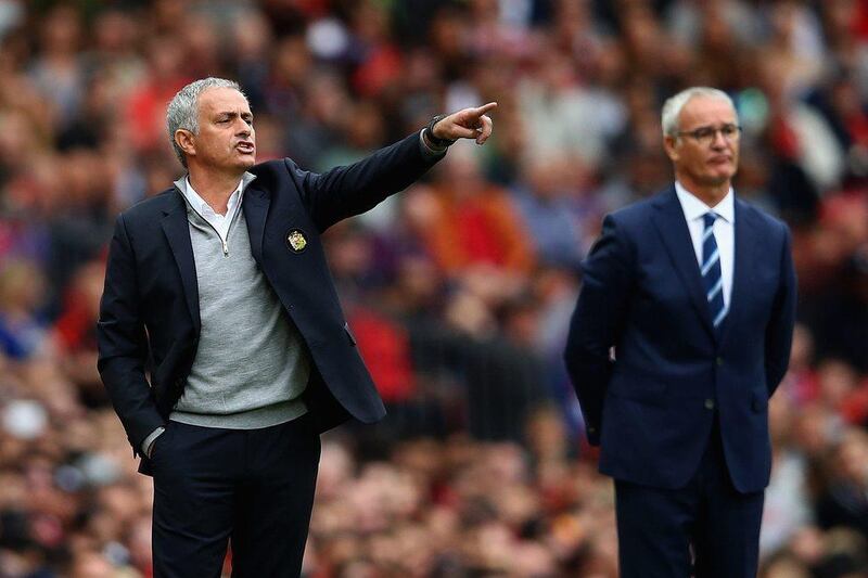 Jose Mourinho, manager of Manchester United, gives instructions to his team at Old Trafford on September 24, 2016 in Manchester, England. Clive Brunskill / Getty Images