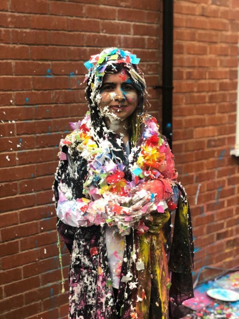 Malala Yousafzai celebrates completing her Oxford exams with a 'trashing' tradition. Malala Yousafzai / Twitter 