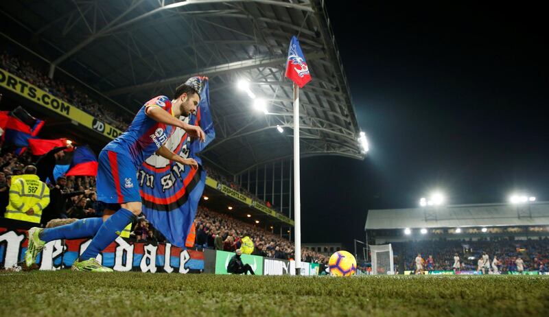 Crystal Palace's Luka Milivojevic takes a corner. Action Images via Reuters