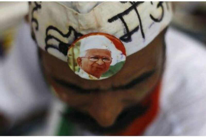 Anna Hazare's fast to demand strong anti-corruption legislation has won the support of hundreds of thousands across India. Saurabh Das / AP Photo