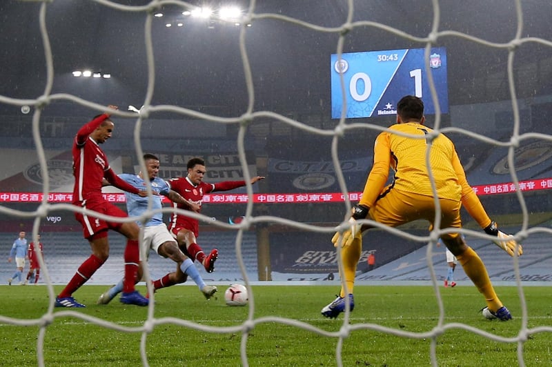 Gabriel Jesus scores for City. AP