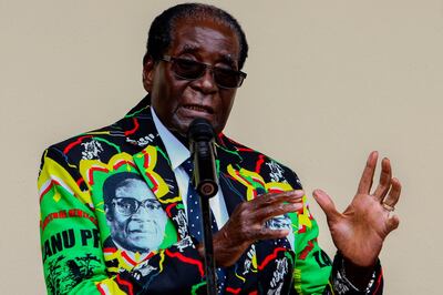 (FILES) In this file photo taken on December 17, 2016 Zimbabwe then President Robert Mugabe speaks at the party's annual conference in Masvingo. Robert Mugabe, who led Zimbabwe with an iron fist from 1980 to 2017, has died aged 95, Zimbabwe President Emmerson Mnangagwa announced September 6, 2019. / AFP / Jekesai NJIKIZANA
