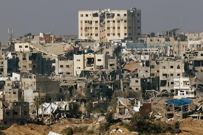 Damaged and levelled buildings in Gaza. AFP