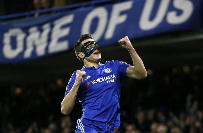 Chelsea's Cesar Azpilicueta celebrates scoring a goal during the English Premier League soccer match between Chelsea and West Bromwich Albion at Stamford Bridge stadium in London, Wednesday, Jan. 13, 2016. (AP Photo/Kirsty Wigglesworth)