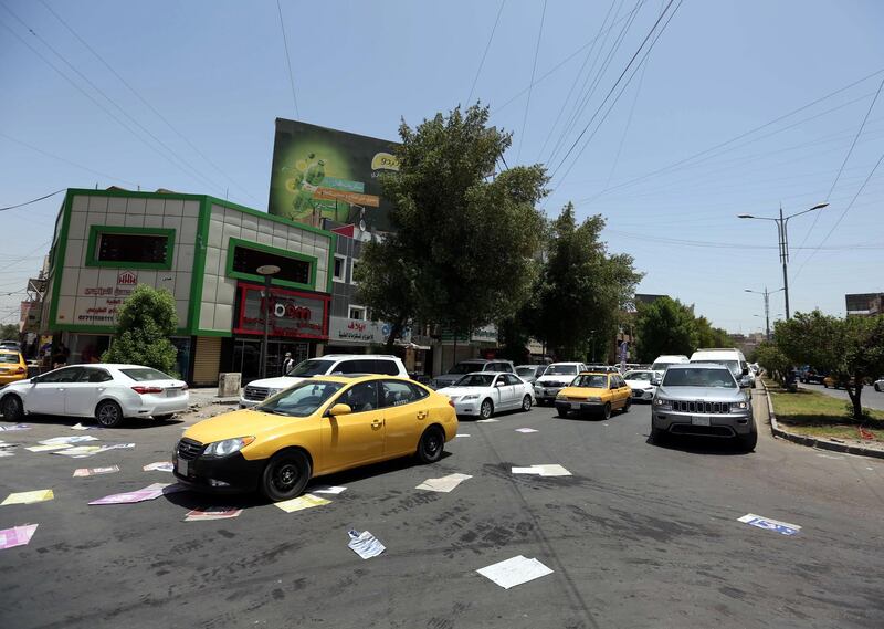 Vehicles stuck in traffic along al-Sa'adun street in Baghdad, Iraq. EPA