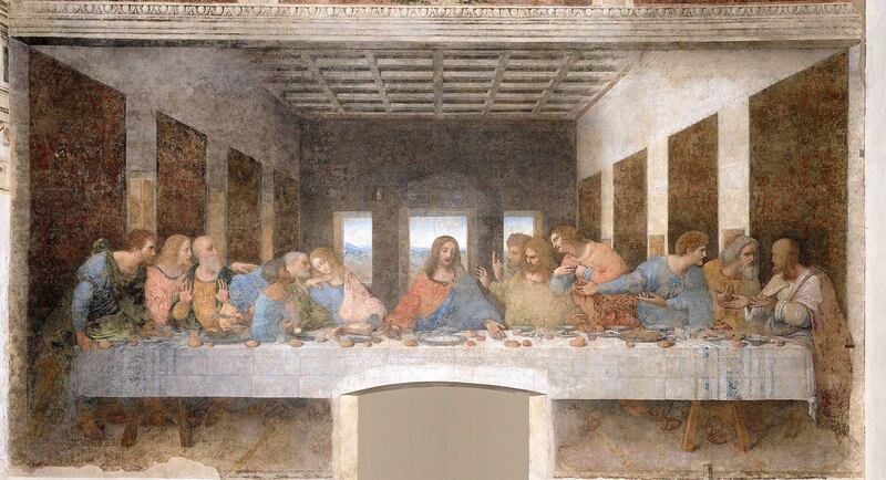 'The Last Supper' (1490s). One of the world's most recognisable paintings. The mural is housed by the refectory of the Convent of Santa Maria delle Grazie in Milan