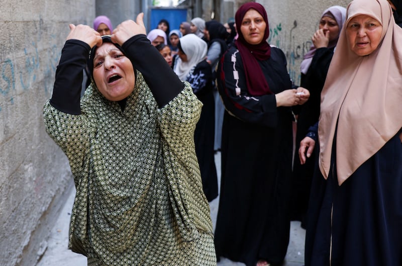 Women mourn during the funeral of four teenage Palestinian cousins in Jabaliya, in the northern Gaza Strip. Reuters