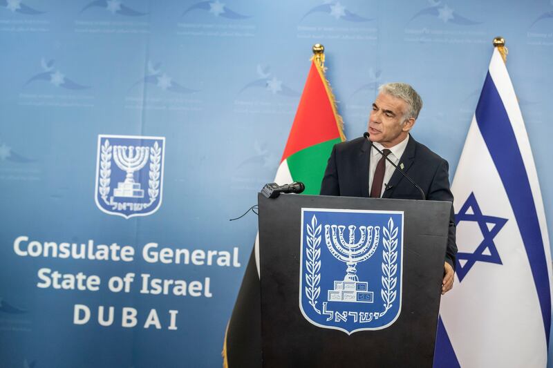 Mr Lapid said Expo 2020 Dubai was an opportunity to showcase Israeli culture and heritage to the Middle East in a way that was not possible before. Antonie Robertson / The National