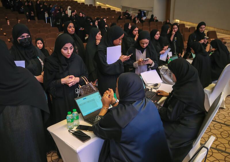 Thousands of Emirati jobseekers attend the first Industrialist Career Fair. All photos: Victor Besa / The National