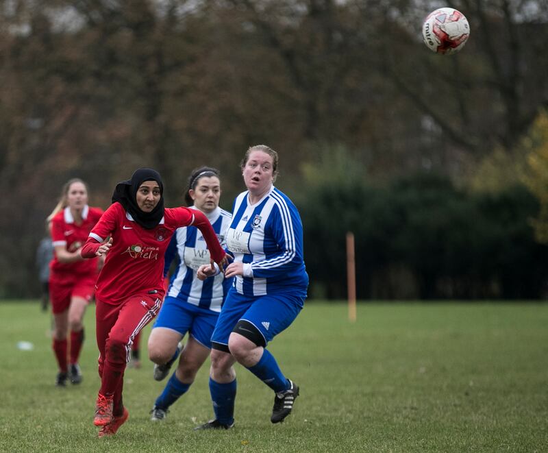 Muslim footballers in the UK are permitted to wear headscarves while playing. Getty Images