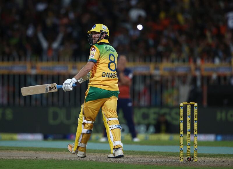 SHARJAH, UNITED ARAB EMIRATES - DECEMBER 14: Liam Dawson of Pakhtoons bats during the T10 League match between Maratha Arabians and Pakhtoons at Sharjah Cricket Stadium on December 14, 2017 in Sharjah, United Arab Emirates.  (Photo by Francois Nel/Getty Images)