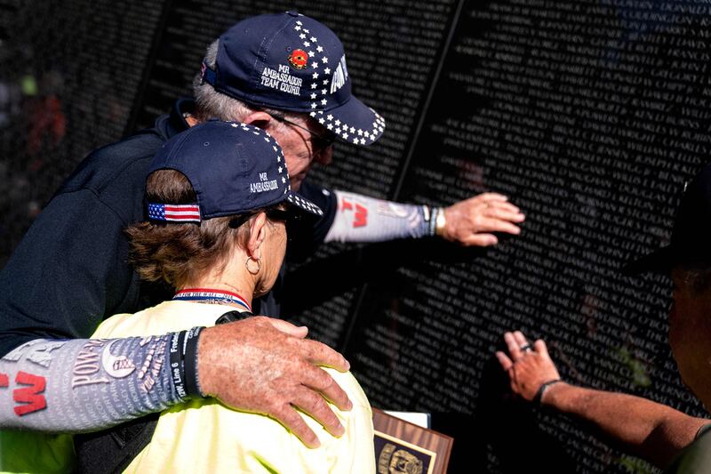 Veterans remember their fallen comrades at the Vietnam War Memorial in Washington DC. AFP