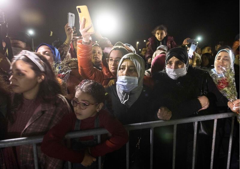 Relatives of Moroccan students wait outside the Mohammed V airport in Casablanca. AFP