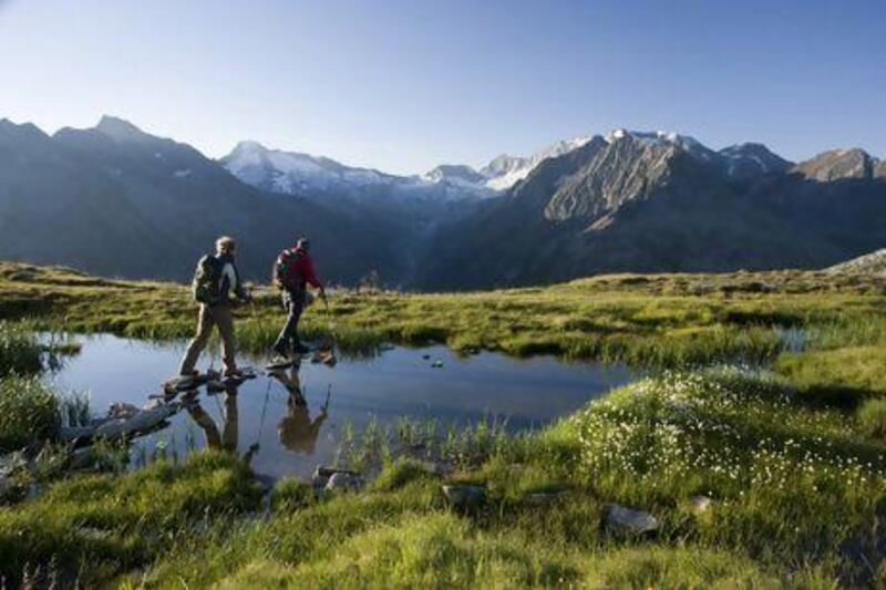 The spectacular beauty of the Tirol region makes it popular for an array of outdoor pursuits, such as walking in the Zillertal mountains. Courtesy of Zillertal Tourismus