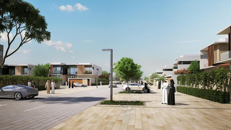 A rendering of a streetscape in the completed Modon City South project 30km from Abu Dhabi city. Courtesy of Modon Properties