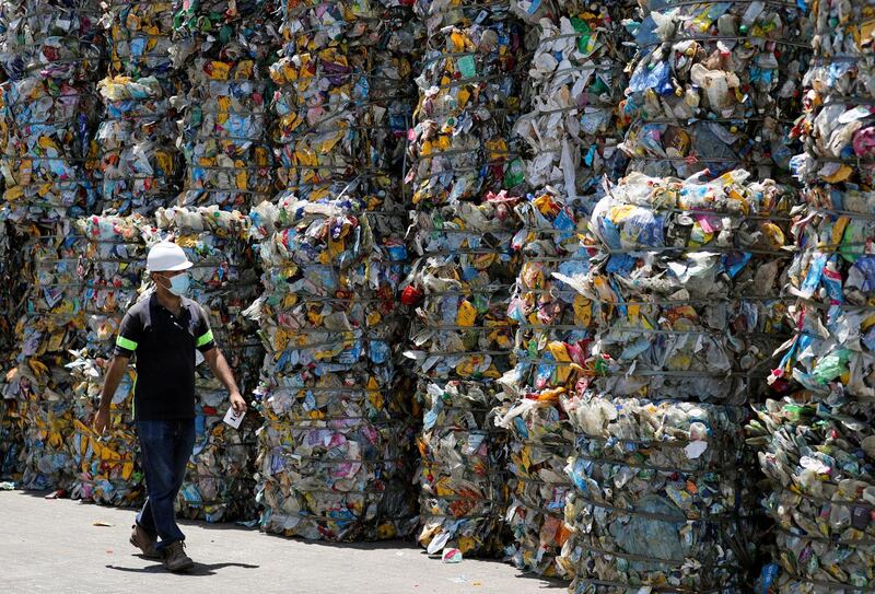 Plastic blocks at a recycling factory in Giza, Egypt. Reuters