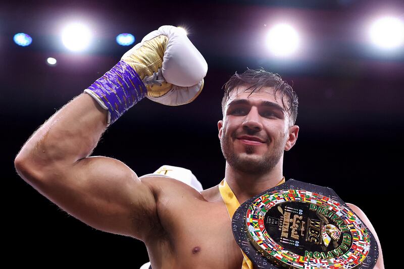 Tommy Fury celebrates. Getty Images