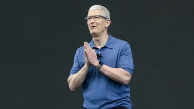 Apple chief executive Tim Cook speaks during the Apple Worldwide Developers Conference on Monday. EPA