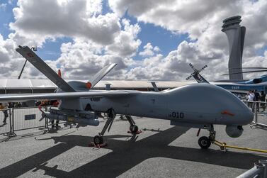 A Turkish unmanned aircraft on display in Istanbul. AFP