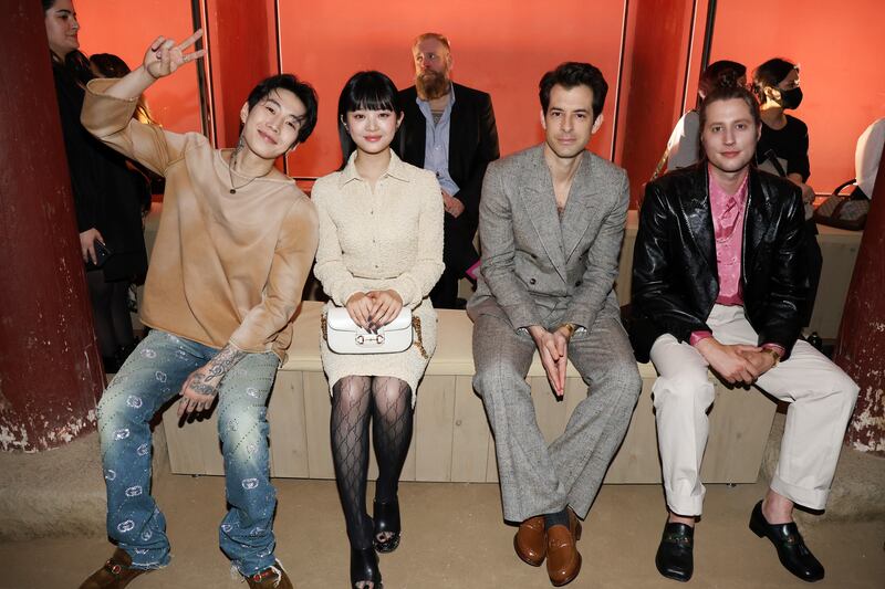 Jay Park, Hanni, Mark Ronson and Ludwig Goransson attend the Gucci Seoul Cruise 2024 fashion show at Gyeongbokgung Palace in Seoul. Getty