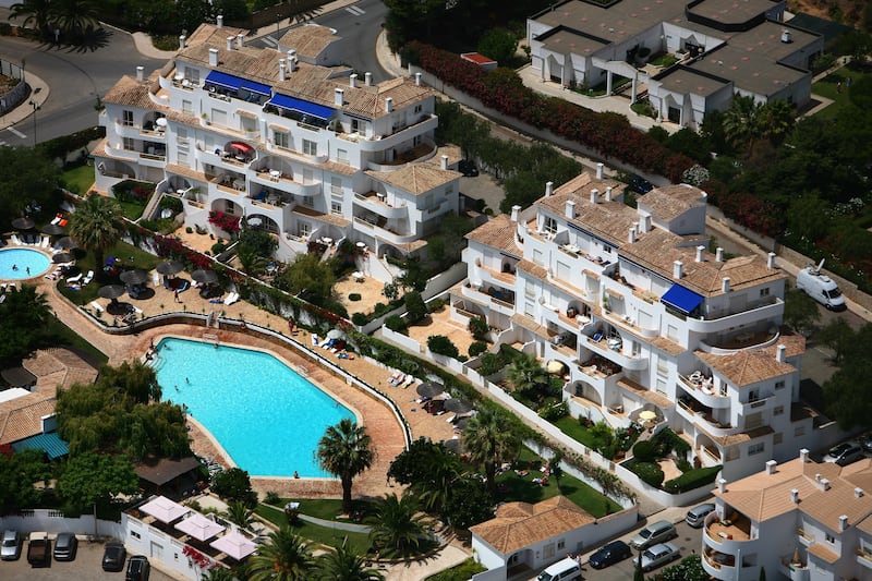 An aerial view of the resort and surrounding area where Madeleine McCann went missing in Praia da Luz.