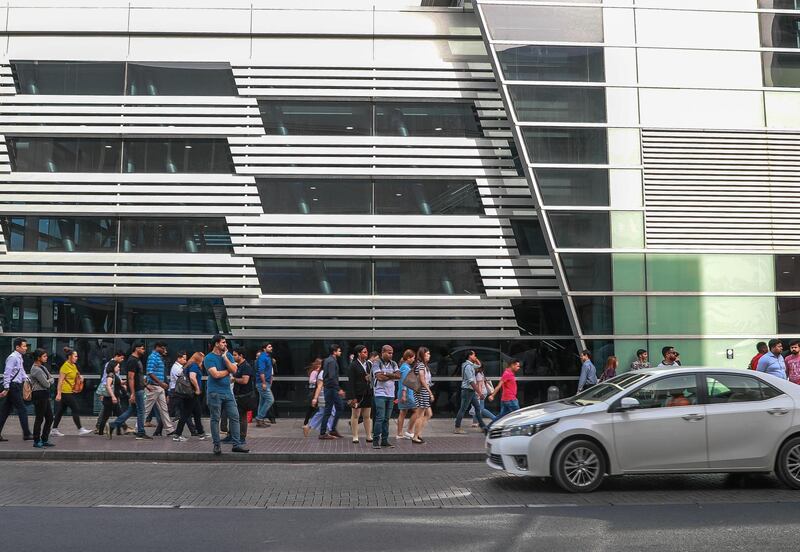 Dubai, United Arab Emirates, September 6, 2018.  Dubai Metro Anniversary.-  Commuters at the Noor Bank Metro Station.
Victor Besa/ The National
Section:  NA
Reporter:  Nawal Irhami