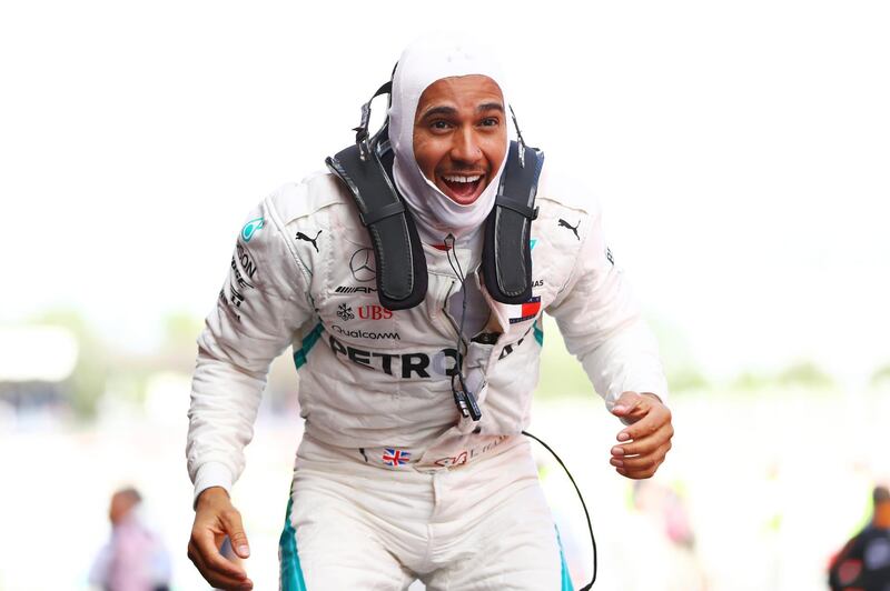 MONTMELO, SPAIN - MAY 13:  Race winner Lewis Hamilton of Great Britain and Mercedes GP celebrates in parc ferme during the Spanish Formula One Grand Prix at Circuit de Catalunya on May 13, 2018 in Montmelo, Spain.  (Photo by Dan Istitene/Getty Images)