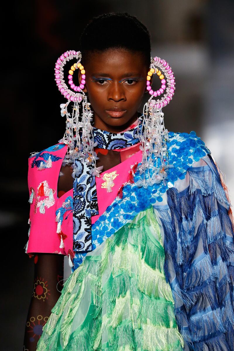 These exaggerated earrings made their debut during the Shuting Qiu show at Milan Fashion Week . Getty Images