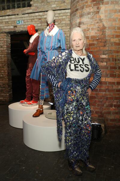 BERLIN, GERMANY - SEPTEMBER 01:  Vivienne Westwood poses in her Archive Exhibition at Bread & Butter by Zalando 2017 at Arena Club, arena Berlin on September 1, 2017 in Berlin, Germany.  (Photo by Brian Dowling/Getty Images for Zalando)