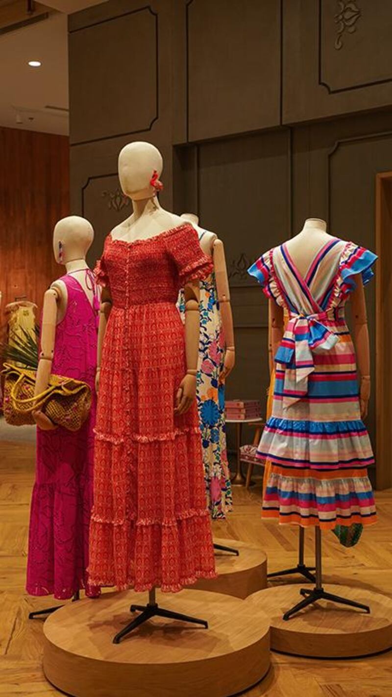 Colourful dresses at the first Anthropologie store in Dubai. Courtesy Anthropologie
