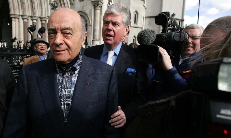 Mohamed Al-Fayed leaves the High Court in London during one of his legal battles. PA