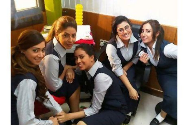 The actressess of the television series High School Girls, or Banat al Thanawiya. Courtesy of Dubai Media Incorporated